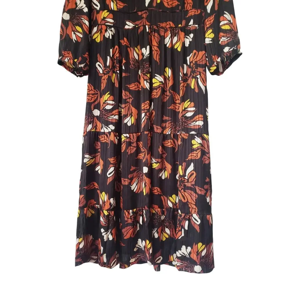 ba&sh Floral Print Midi Dress Black Size Large (US 10)